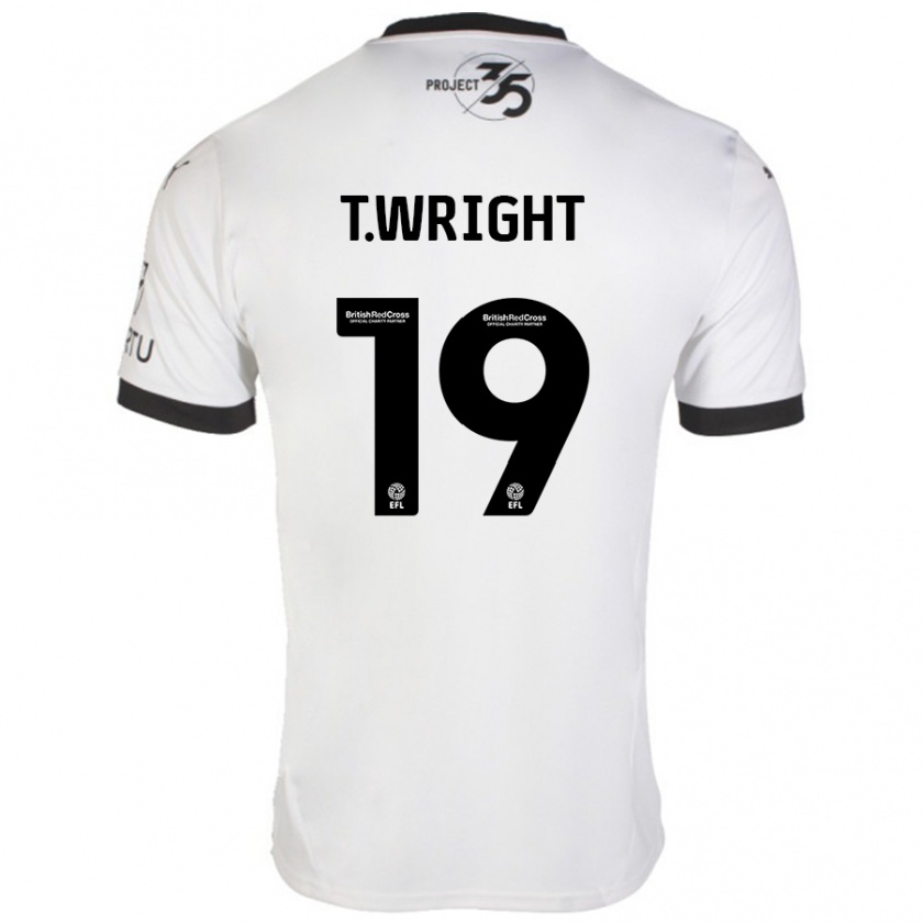 Kandiny Herren Tyreik Wright #19 Weiß Schwarz Auswärtstrikot Trikot 2024/25 T-Shirt