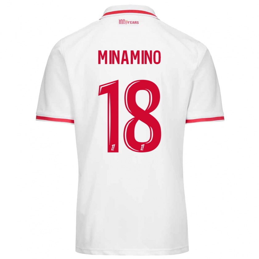 Kandiny Damen Takumi Minamino #18 Weiß Rot Heimtrikot Trikot 2024/25 T-Shirt