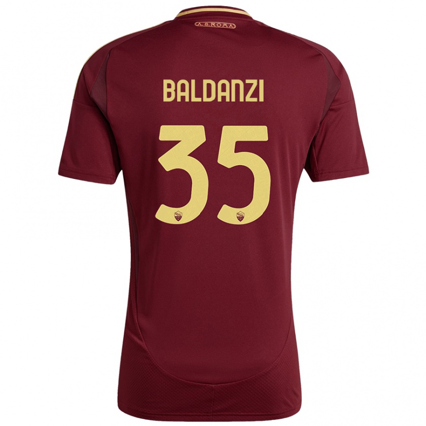 Kandiny Damen Tommaso Baldanzi #35 Rot Braun Gold Heimtrikot Trikot 2024/25 T-Shirt