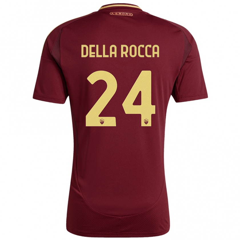 Kandiny Damen Mattia Della Rocca #24 Rot Braun Gold Heimtrikot Trikot 2024/25 T-Shirt