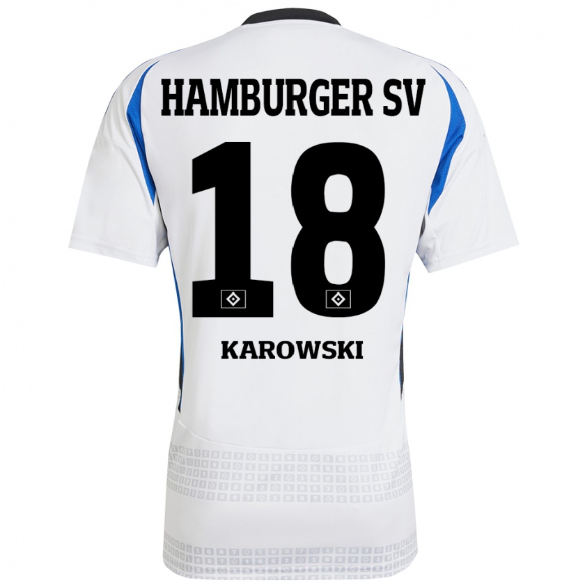 Kandiny Damen Nele Karowski #18 Weiß Blau Heimtrikot Trikot 2024/25 T-Shirt