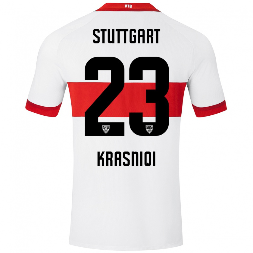 Kandiny Damen Elton Krasniqi #23 Weiß Rot Heimtrikot Trikot 2024/25 T-Shirt