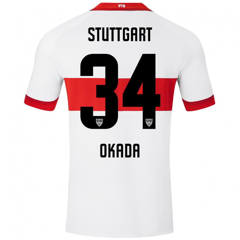 Kandiny Damen Rei Okada #34 Weiß Rot Heimtrikot Trikot 2024/25 T-Shirt