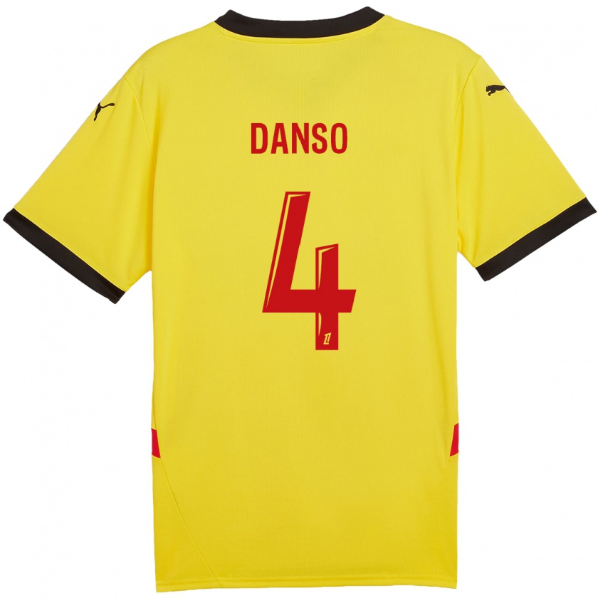 Kandiny Damen Kevin Danso #4 Gelb Rot Heimtrikot Trikot 2024/25 T-Shirt