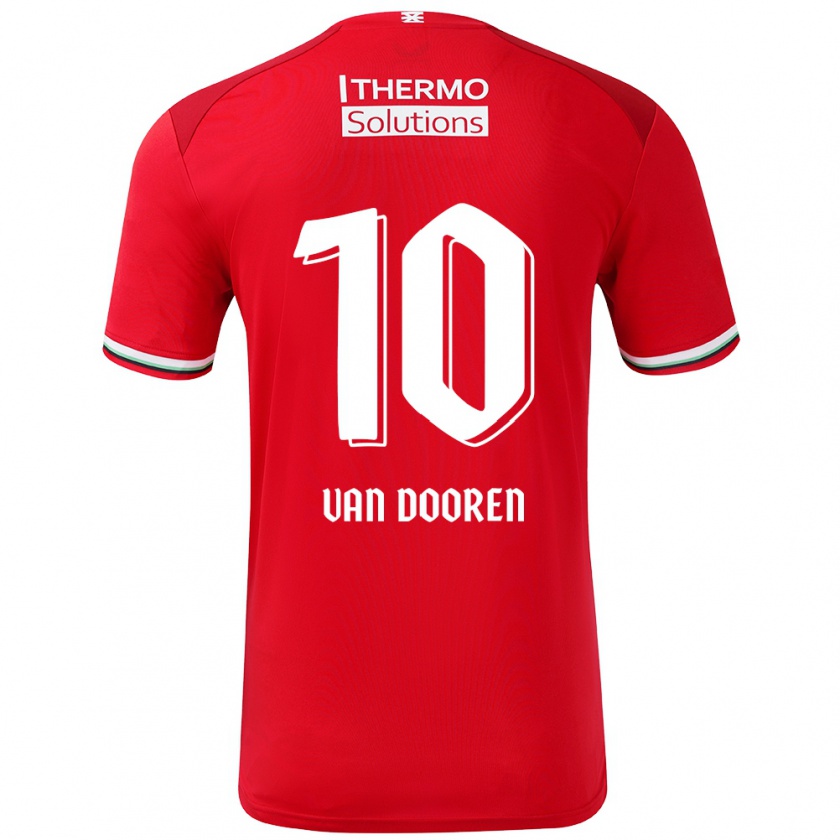 Kandiny Damen Kayleigh Van Dooren #10 Rot Weiß Heimtrikot Trikot 2024/25 T-Shirt