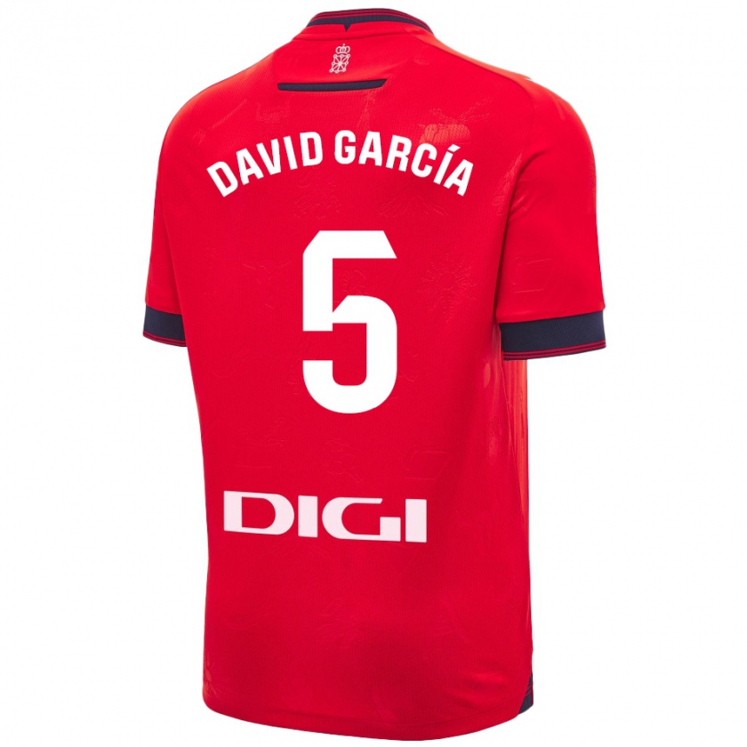 Kandiny Damen David García #5 Rot Weiß Heimtrikot Trikot 2024/25 T-Shirt