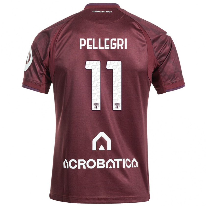 Kandiny Damen Pietro Pellegri #11 Kastanienbraun Weiß Heimtrikot Trikot 2024/25 T-Shirt