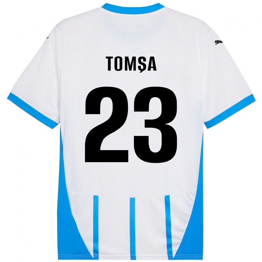 Kandiny Damen Troy Tomșa #23 Weiß Blau Auswärtstrikot Trikot 2024/25 T-Shirt