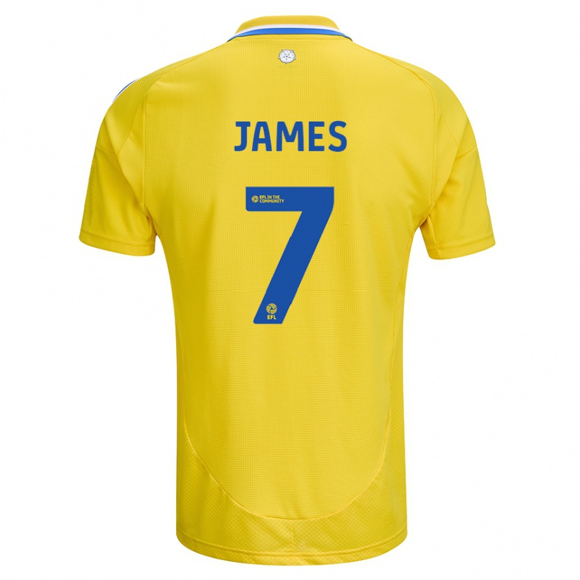 Kandiny Damen Daniel James #7 Gelb Blau Auswärtstrikot Trikot 2024/25 T-Shirt