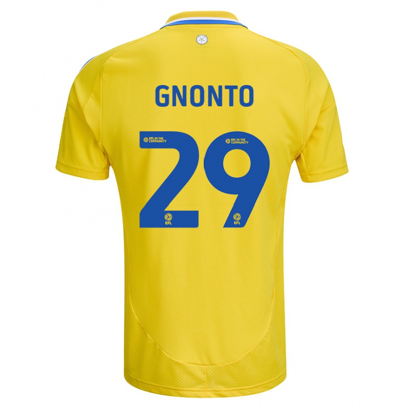 Kandiny Damen Wilfried Gnonto #29 Gelb Blau Auswärtstrikot Trikot 2024/25 T-Shirt