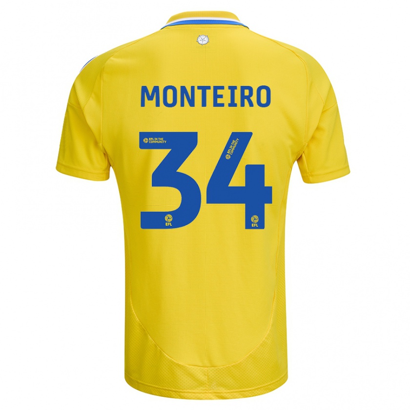 Kandiny Damen Diogo Monteiro #34 Gelb Blau Auswärtstrikot Trikot 2024/25 T-Shirt