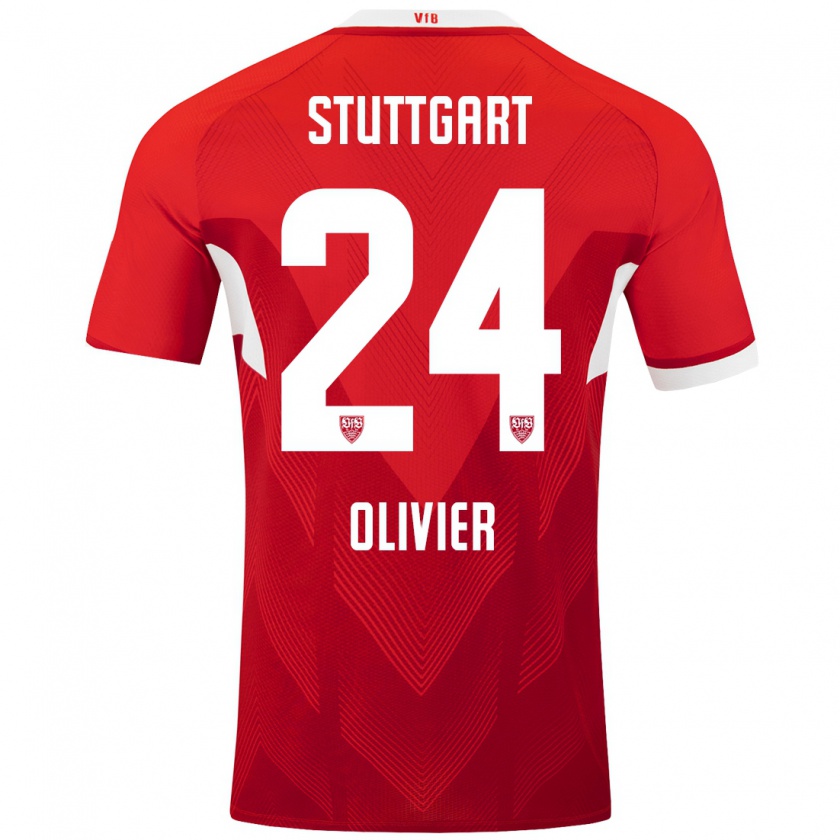 Kandiny Damen Christopher Olivier #24 Rot Weiß Auswärtstrikot Trikot 2024/25 T-Shirt