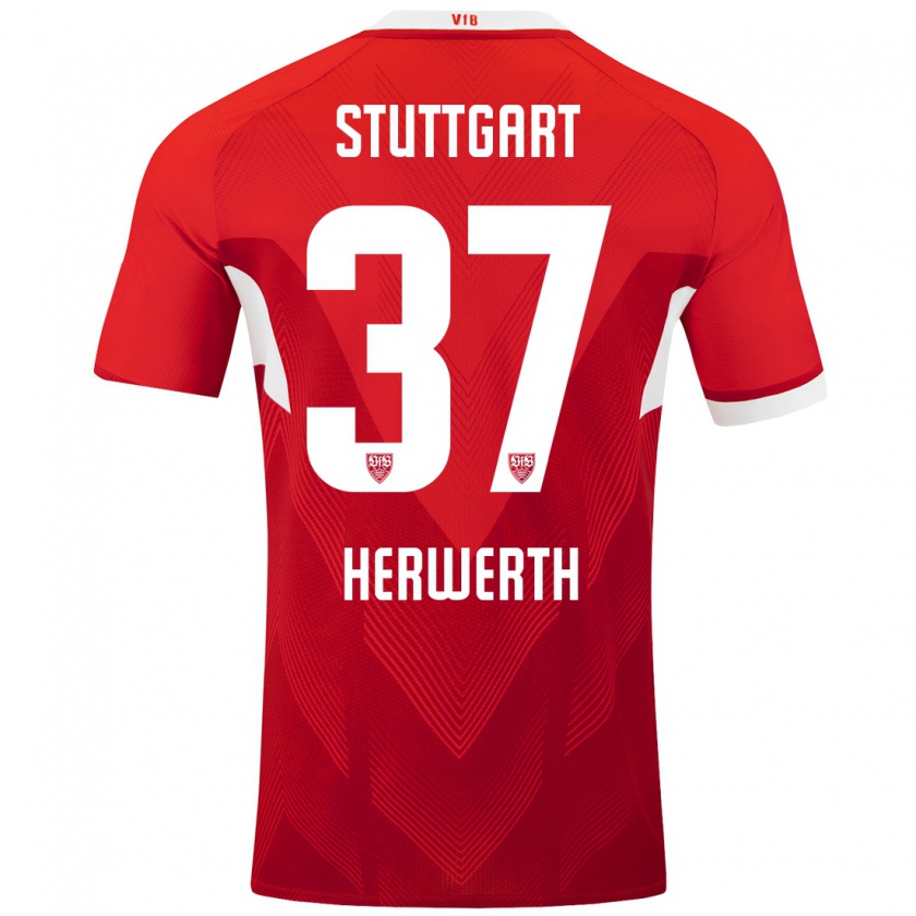 Kandiny Damen Maximilian Herwerth #37 Rot Weiß Auswärtstrikot Trikot 2024/25 T-Shirt