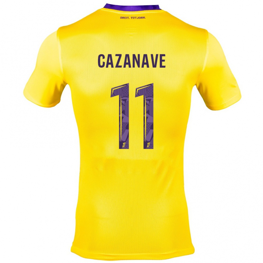 Kandiny Damen Julie Cazanave #11 Gelb Lila Auswärtstrikot Trikot 2024/25 T-Shirt