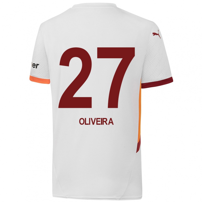 Kandiny Damen Sérgio Oliveira #27 Weiß Gelb Rot Auswärtstrikot Trikot 2024/25 T-Shirt