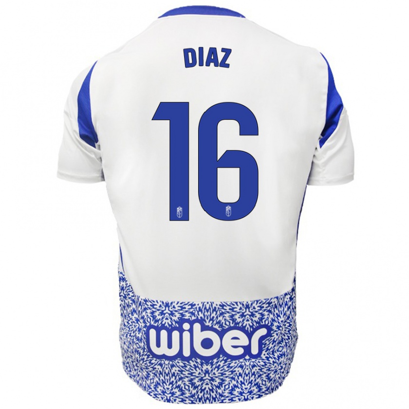 Kandiny Damen Víctor Díaz #16 Weiß Blau Auswärtstrikot Trikot 2024/25 T-Shirt