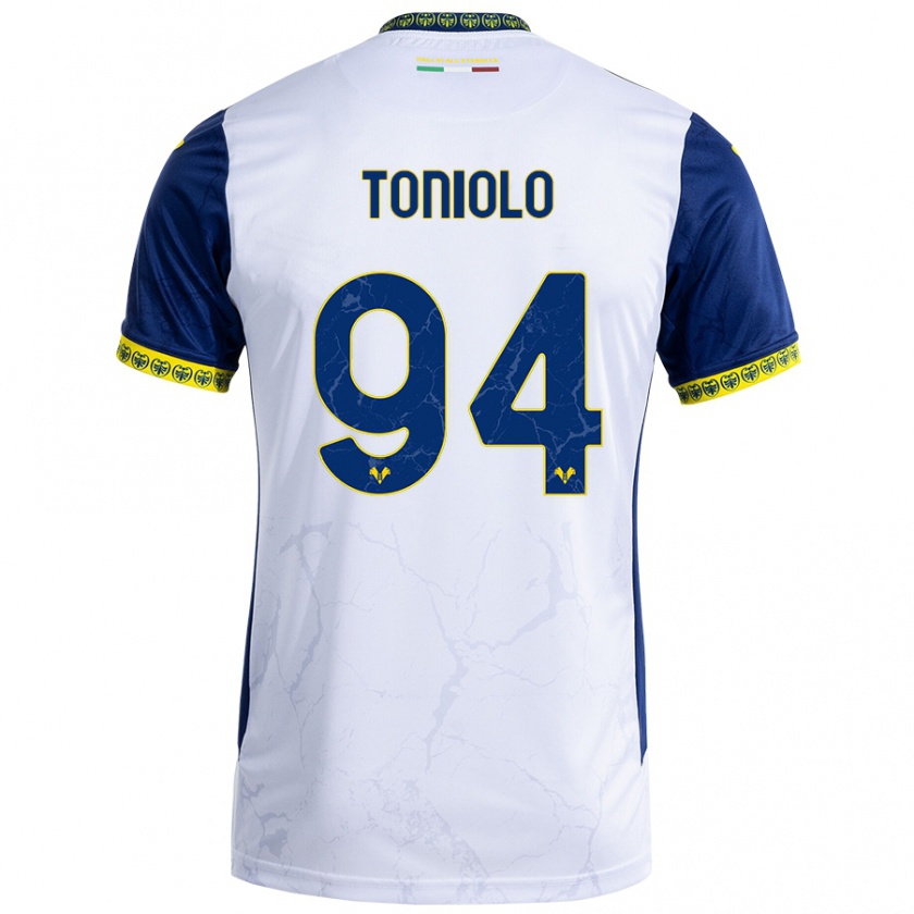 Kandiny Damen Giacomo Toniolo #94 Weiß Blau Auswärtstrikot Trikot 2024/25 T-Shirt