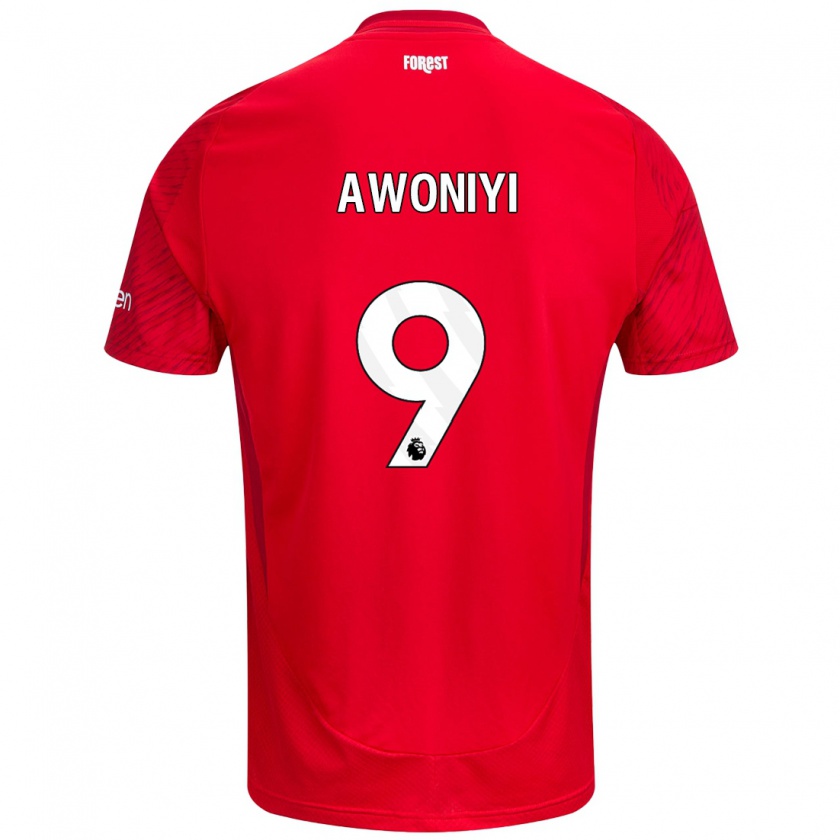 Kandiny Kinder Taiwo Awoniyi #9 Rot Weiß Heimtrikot Trikot 2024/25 T-Shirt