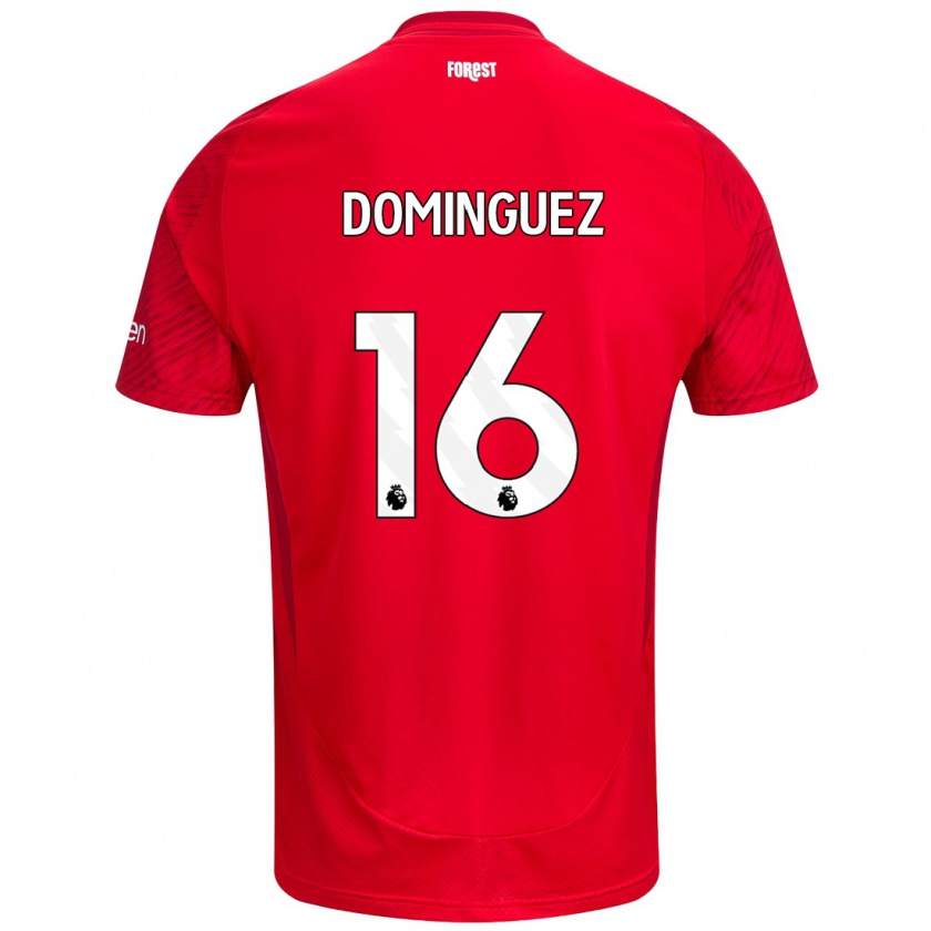 Kandiny Kinder Nicolás Domínguez #16 Rot Weiß Heimtrikot Trikot 2024/25 T-Shirt