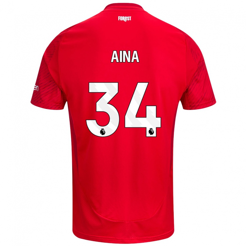 Kandiny Kinder Ola Aina #34 Rot Weiß Heimtrikot Trikot 2024/25 T-Shirt