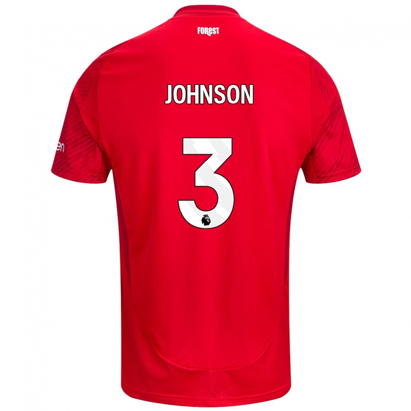 Kandiny Kinder Nat Johnson #3 Rot Weiß Heimtrikot Trikot 2024/25 T-Shirt