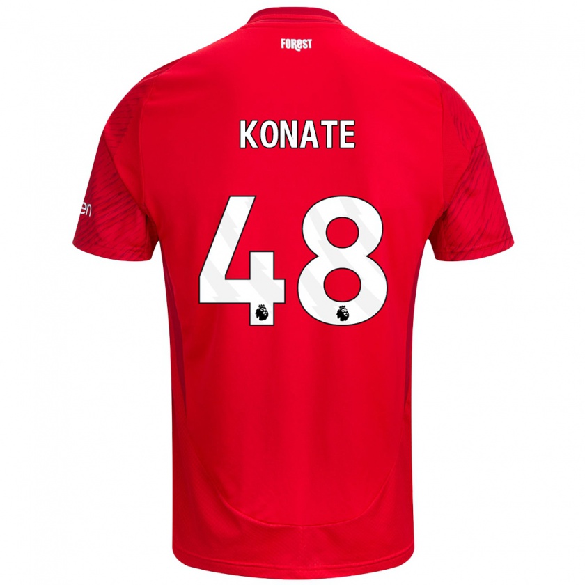 Kandiny Kinder Ateef Konaté #48 Rot Weiß Heimtrikot Trikot 2024/25 T-Shirt