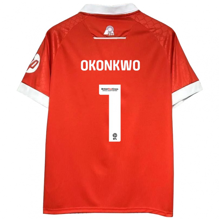 Kandiny Kinder Arthur Okonkwo #1 Rot Weiß Heimtrikot Trikot 2024/25 T-Shirt