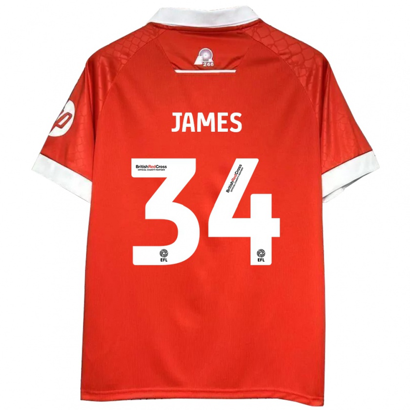 Kandiny Kinder Aaron James #34 Rot Weiß Heimtrikot Trikot 2024/25 T-Shirt