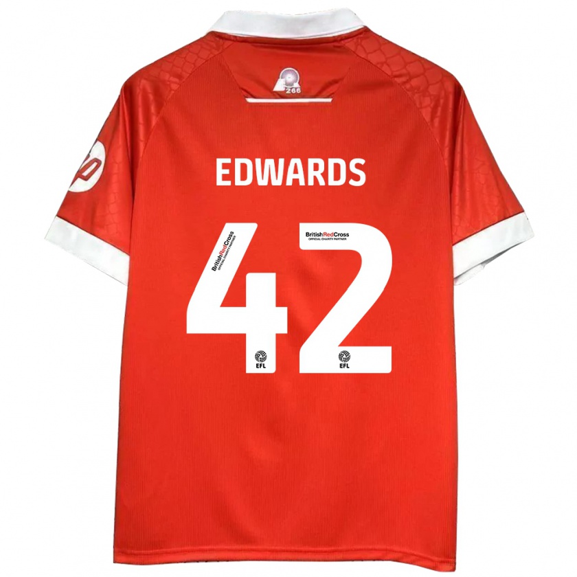 Kandiny Kinder Callum Edwards #42 Rot Weiß Heimtrikot Trikot 2024/25 T-Shirt