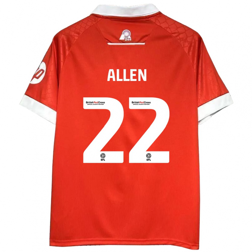 Kandiny Kinder Keren Allen #22 Rot Weiß Heimtrikot Trikot 2024/25 T-Shirt