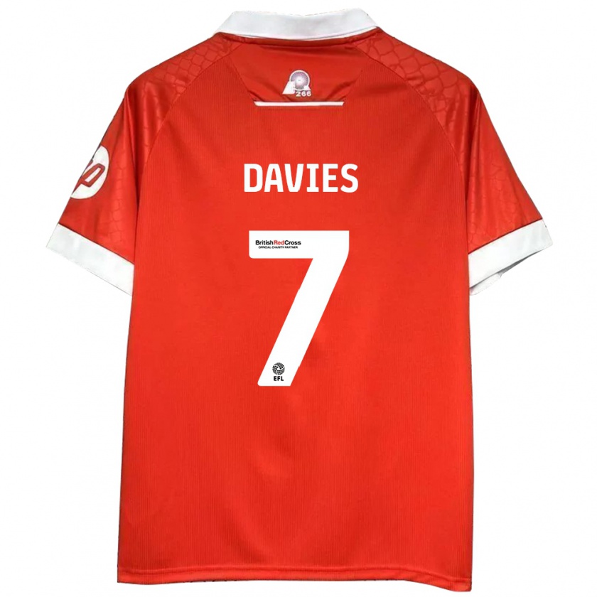 Kandiny Kinder Jordan Davies #7 Rot Weiß Heimtrikot Trikot 2024/25 T-Shirt