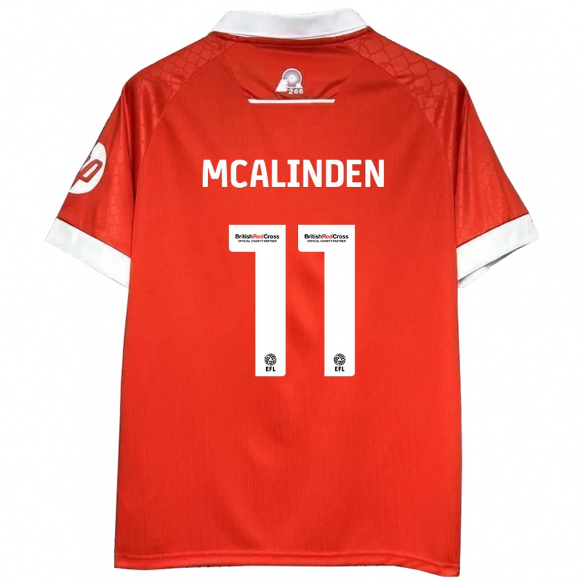 Kandiny Kinder Liam Mcalinden #11 Rot Weiß Heimtrikot Trikot 2024/25 T-Shirt