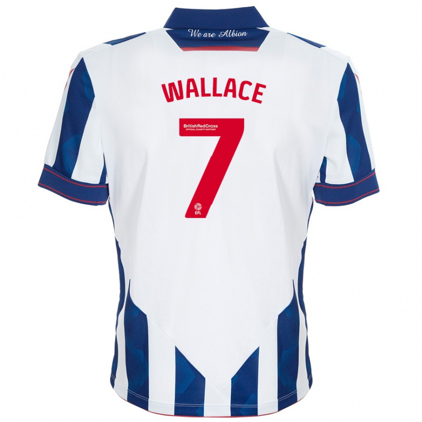 Kandiny Kinder Jed Wallace #7 Weiß Dunkelblau Heimtrikot Trikot 2024/25 T-Shirt