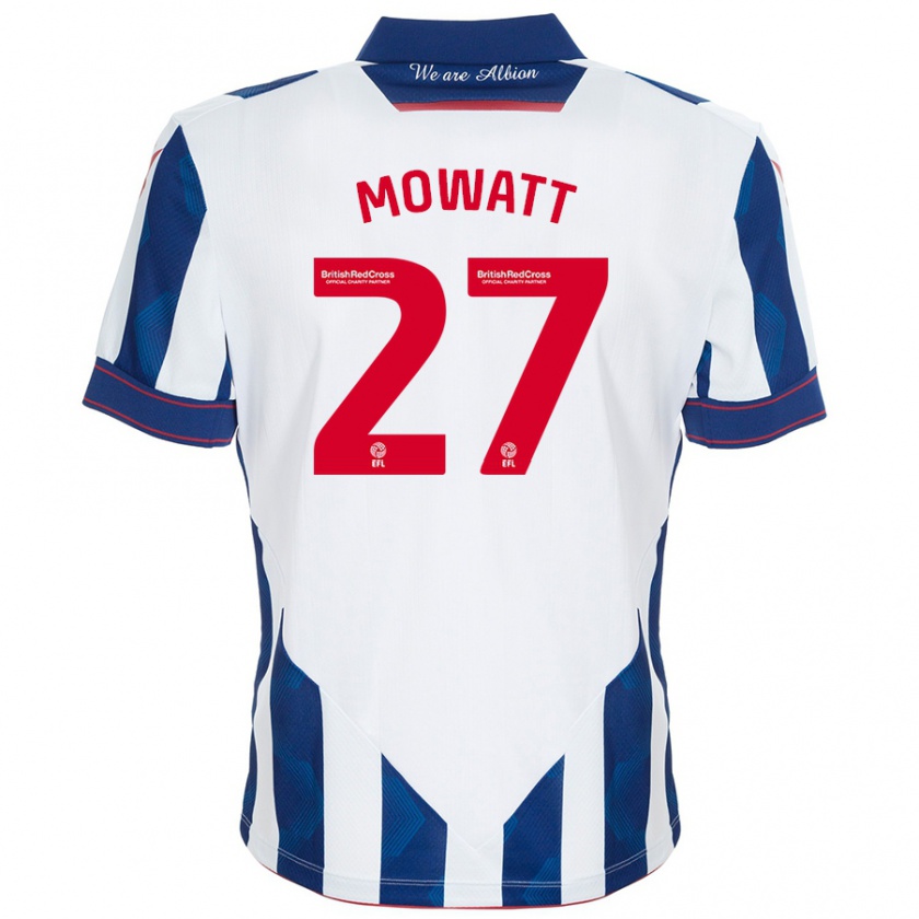 Kandiny Kinder Alex Mowatt #27 Weiß Dunkelblau Heimtrikot Trikot 2024/25 T-Shirt