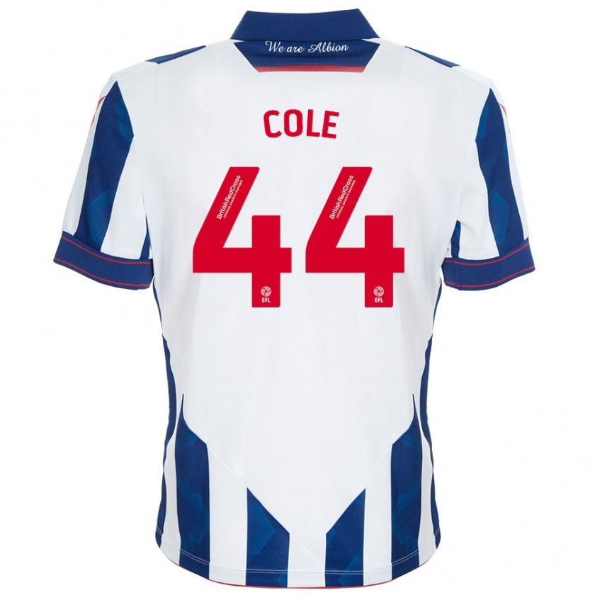 Kandiny Kinder Devante Cole #44 Weiß Dunkelblau Heimtrikot Trikot 2024/25 T-Shirt