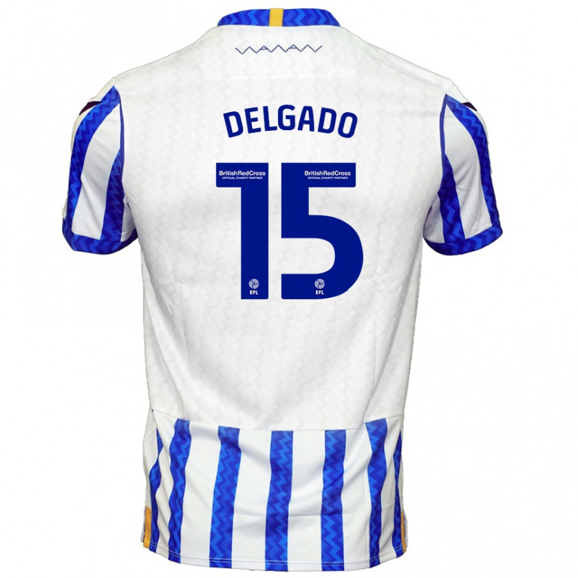 Kandiny Kinder Juan Delgado #15 Blau Weiß Heimtrikot Trikot 2024/25 T-Shirt