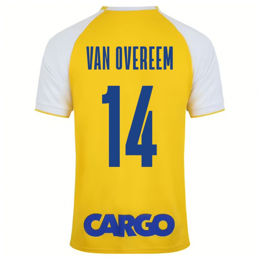 Kandiny Kinder Joris Van Overeem #14 Gelb Weiß Heimtrikot Trikot 2024/25 T-Shirt