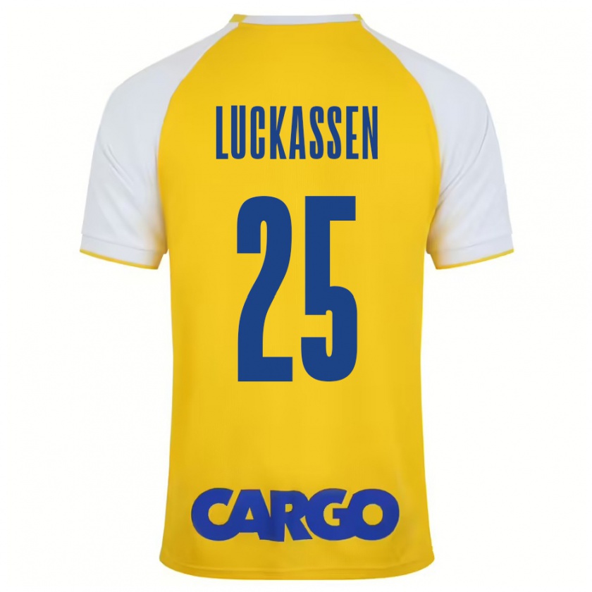 Kandiny Kinder Derrick Luckassen #25 Gelb Weiß Heimtrikot Trikot 2024/25 T-Shirt