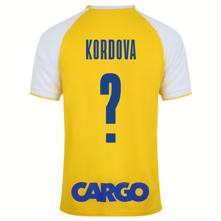 Kandiny Kinder Adir Kordova #0 Gelb Weiß Heimtrikot Trikot 2024/25 T-Shirt