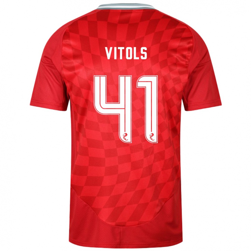 Kandiny Kinder Rodrigo Vitols #41 Rot Heimtrikot Trikot 2024/25 T-Shirt