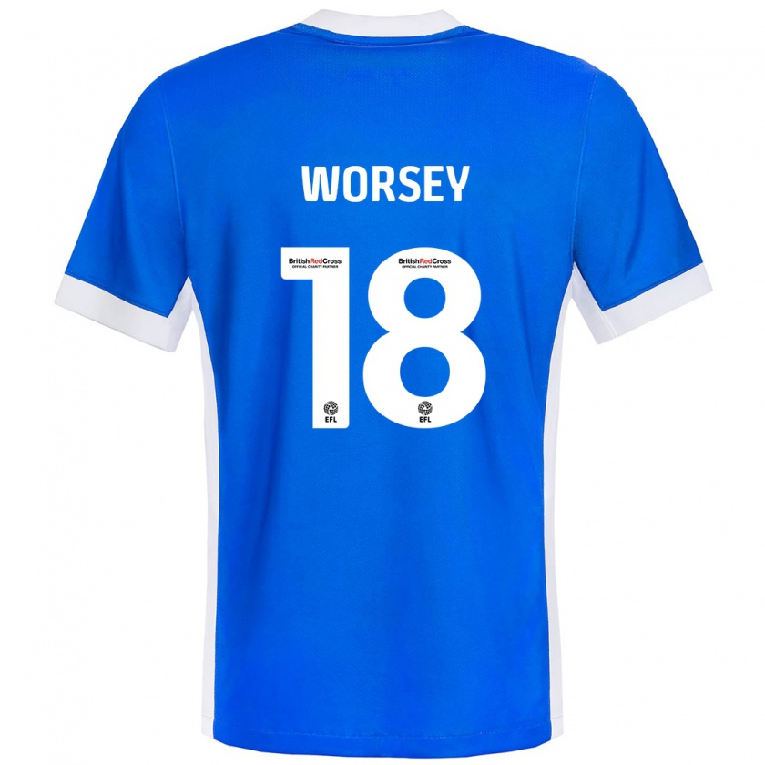 Kandiny Kinder Louanne Worsey #18 Blau Weiß Heimtrikot Trikot 2024/25 T-Shirt