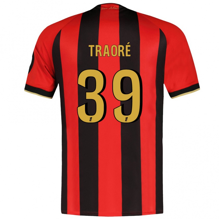 Kandiny Kinder Daouda Traoré #39 Rot Schwarz Heimtrikot Trikot 2024/25 T-Shirt