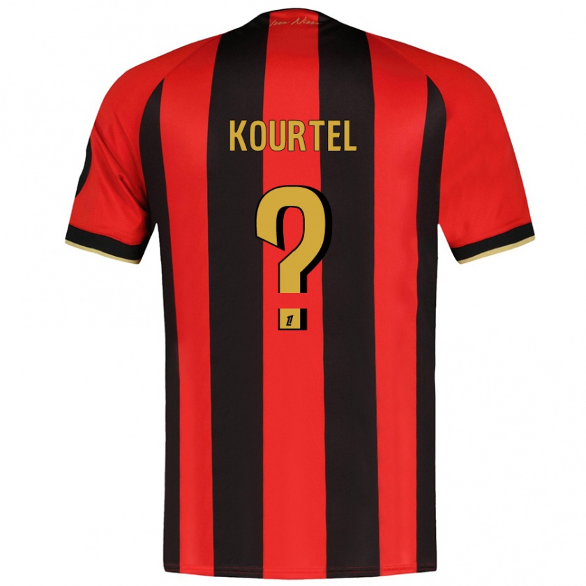 Kandiny Kinder Kaïs Kourtel #0 Rot Schwarz Heimtrikot Trikot 2024/25 T-Shirt