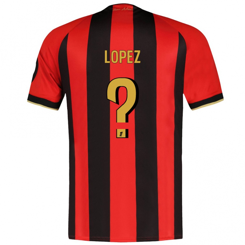 Kandiny Kinder Kylian Lopez #0 Rot Schwarz Heimtrikot Trikot 2024/25 T-Shirt