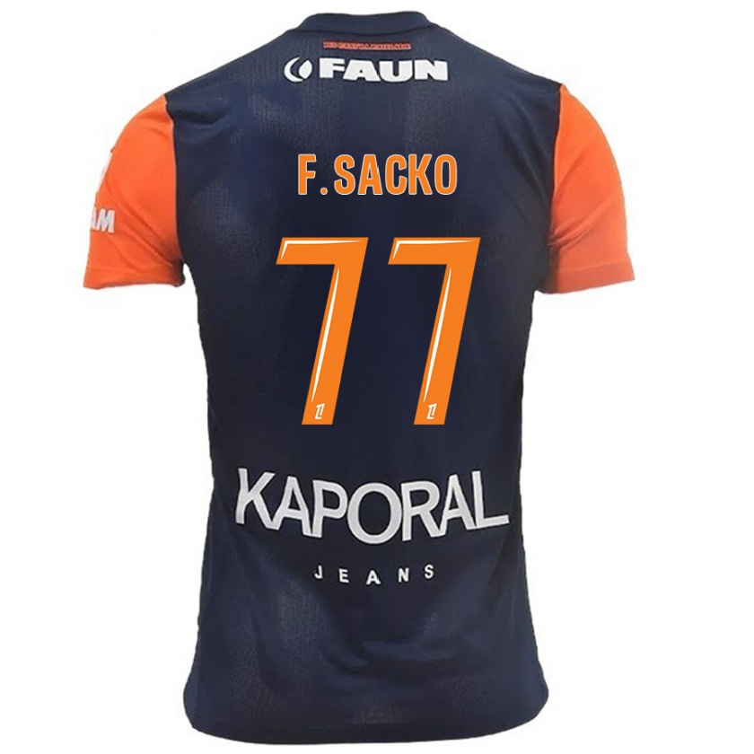 Kandiny Kinder Falaye Sacko #77 Marineblau Orange Heimtrikot Trikot 2024/25 T-Shirt