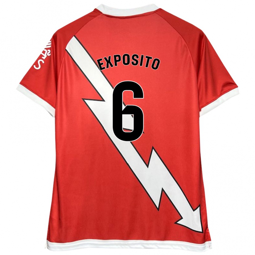 Kandiny Kinder Álvaro Expósito #6 Weiß Rot Heimtrikot Trikot 2024/25 T-Shirt