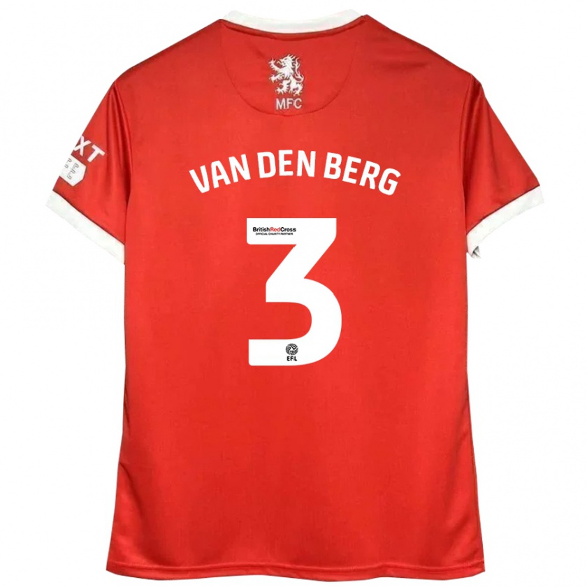 Kandiny Kinder Rav Van Den Berg #3 Rot Weiß Heimtrikot Trikot 2024/25 T-Shirt