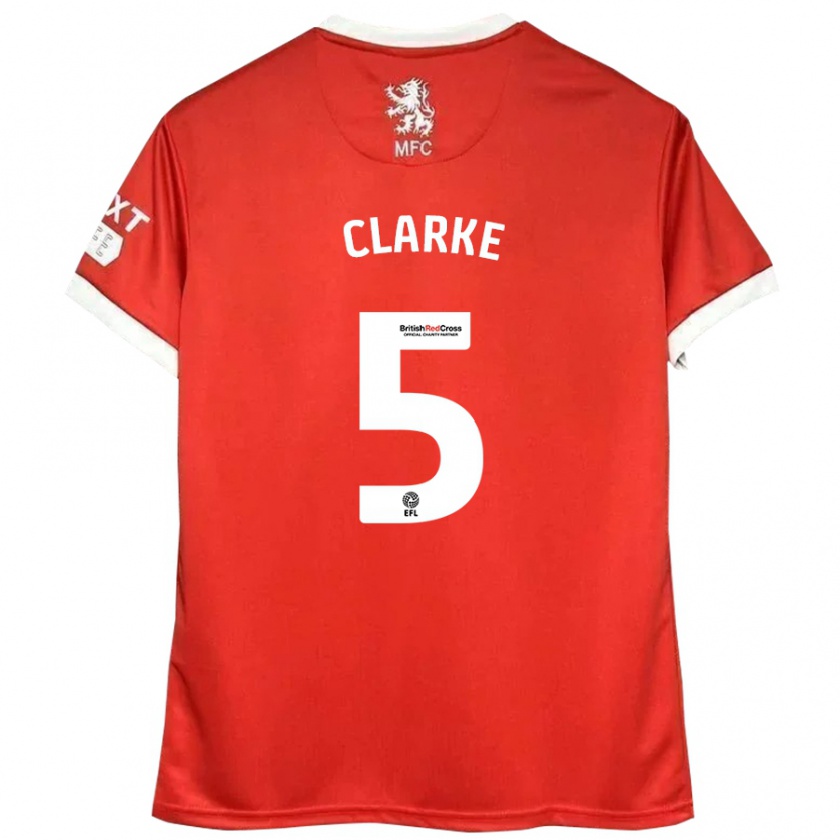 Kandiny Kinder Matt Clarke #5 Rot Weiß Heimtrikot Trikot 2024/25 T-Shirt