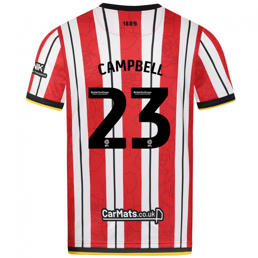 Kandiny Kinder Tyrese Campbell #23 Rot Weiße Streifen Heimtrikot Trikot 2024/25 T-Shirt