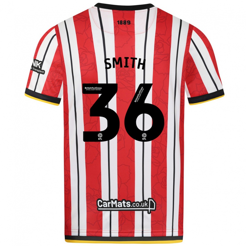 Kandiny Kinder Joshua Smith #36 Rot Weiße Streifen Heimtrikot Trikot 2024/25 T-Shirt